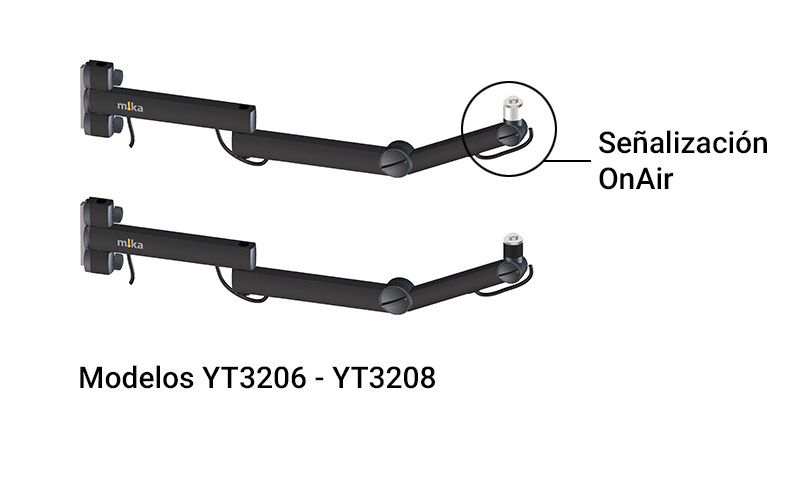 Pantógrafos para micrófono, cámaras con y sin señalización On Air