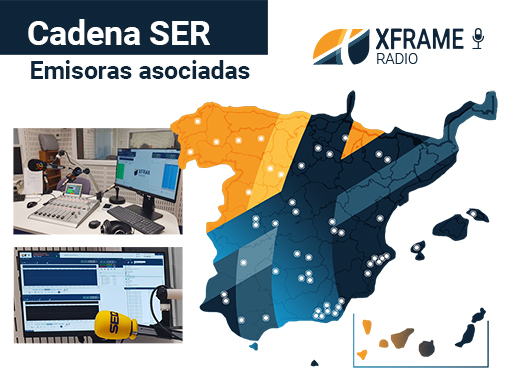 Mapa de las emisora de radio de la Cadena SER con XFrame Radio