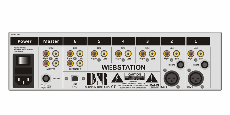 Consola DR Webstation panel trasero con conexiones