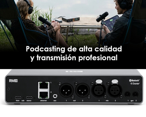 Podcast en exteriores con el equipo profesional RM1 de DHD y ASPA Broadcast.