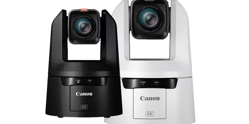 Cámara PTZ Canon CR-N500 frontal negra y blanca